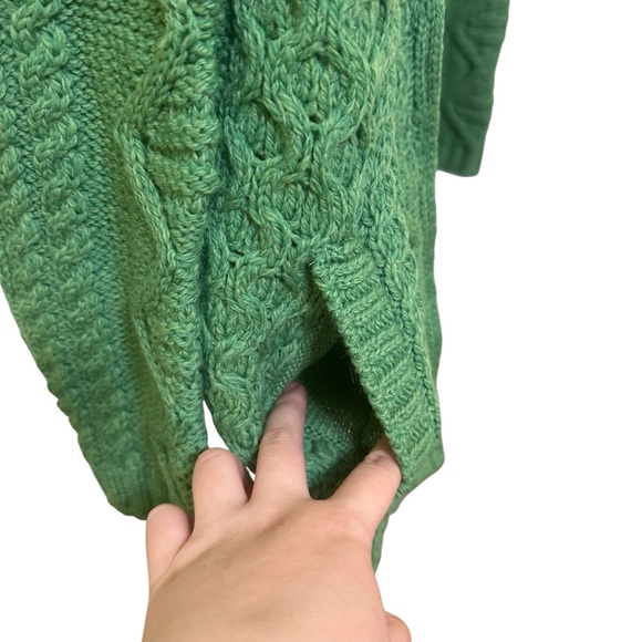 Aran Sweater Market Fisherman Merino Wool Cable Knit Zip Cardigan Green M NWT - Picture 8 of 14
